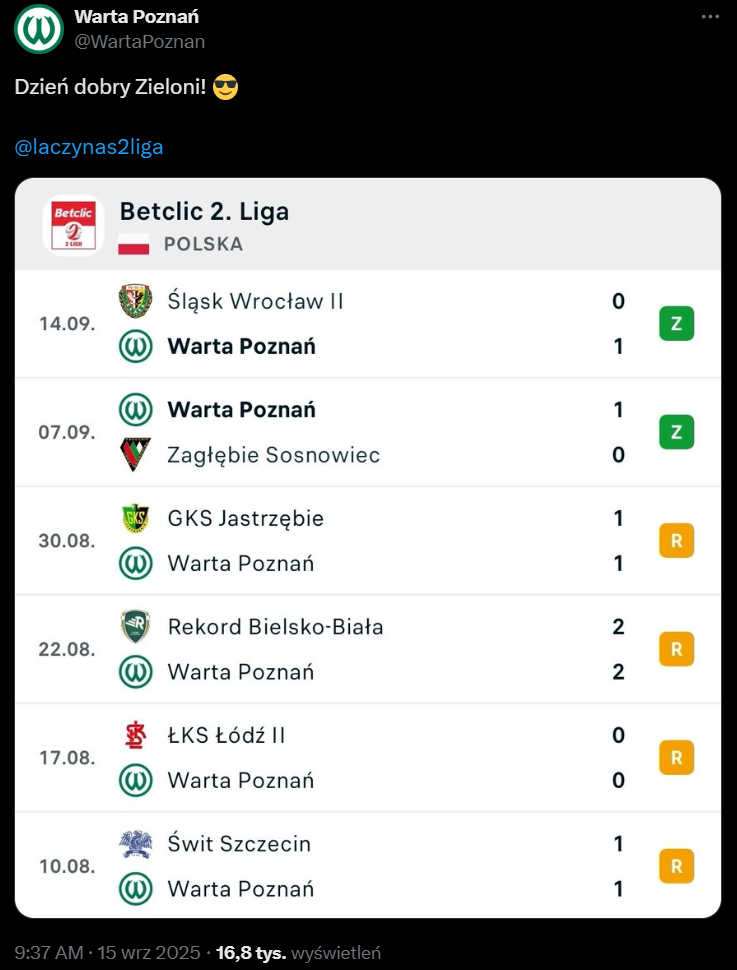 Takimi wynikami CHWALI SIĘ Warta Poznań xD